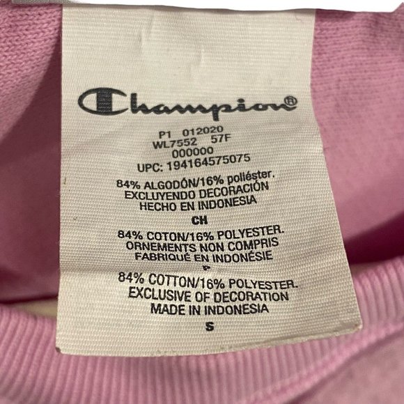 CHAMPION Women's Sweatshirt Pink Solid Reverse Weave Crew Neck Pullover SMALL - Picture 3 of 5